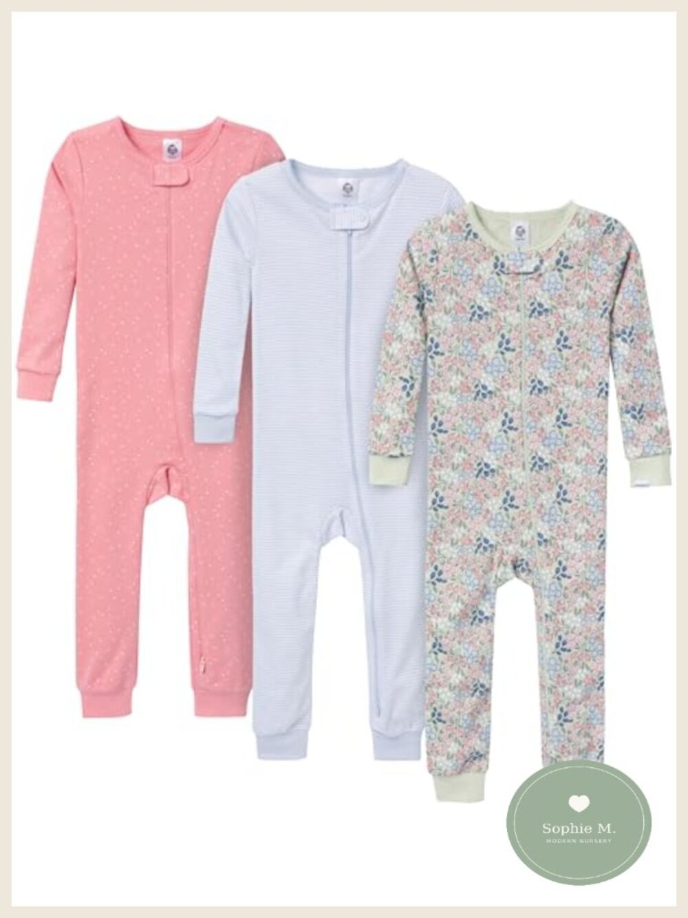 Baby Girls 3-Pack Snug Fit Footless Cotton Pajamas Sleeper Set